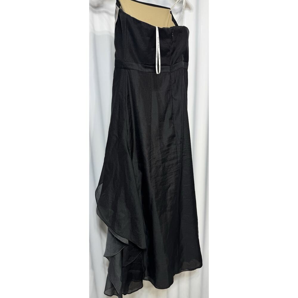 Halston Heritage Strapless Ombre Layered Ruffle Cocktail Dress Black/Grey Sz 2/4 - Picture 3 of 7